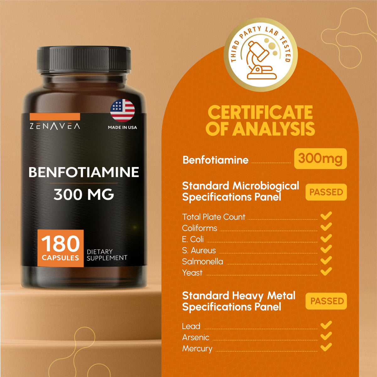 Back label details showcasing USA manufacturing quality standards