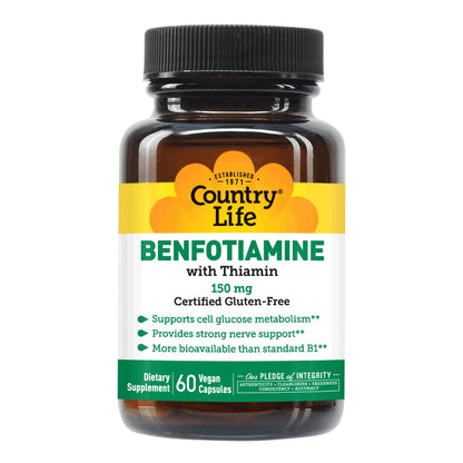 Top angle view of the white bottle cap and amber packaging of Country Life Vitamin B1.