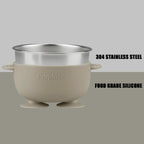 Side view of stainless steel bowls for toddler weaning