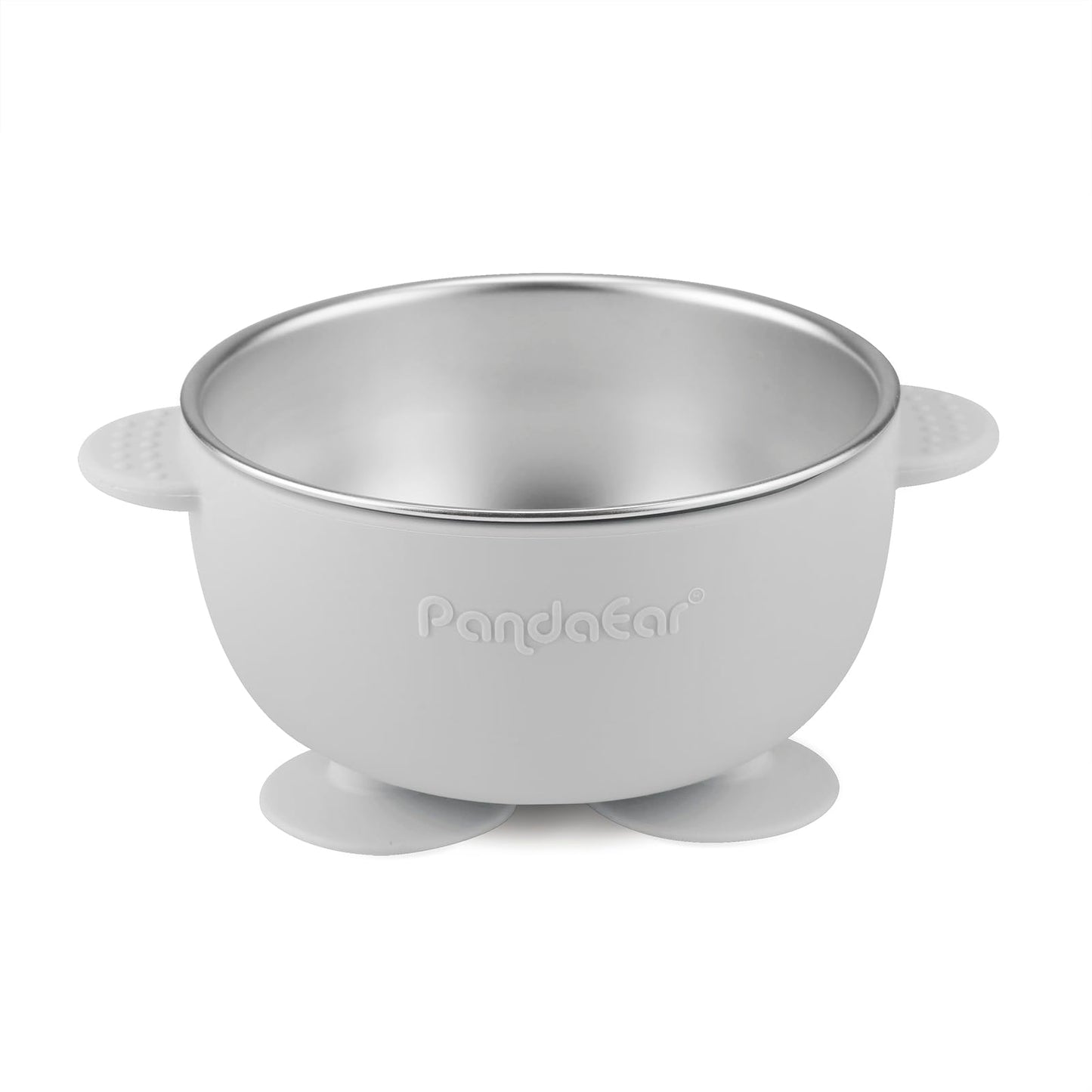 PandaEar mealtime set with bowls and spoons on highchair tray