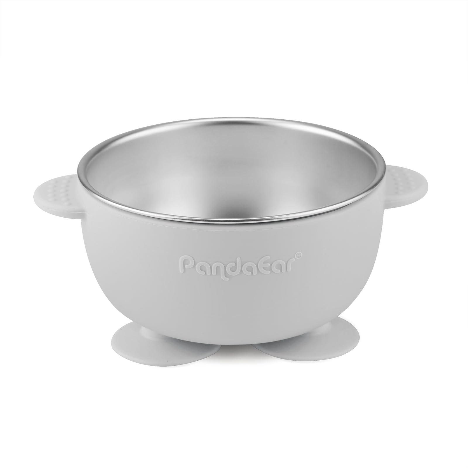 PandaEar mealtime set with bowls and spoons on highchair tray