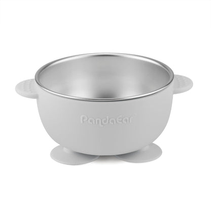 PandaEar mealtime set with bowls and spoons on highchair tray