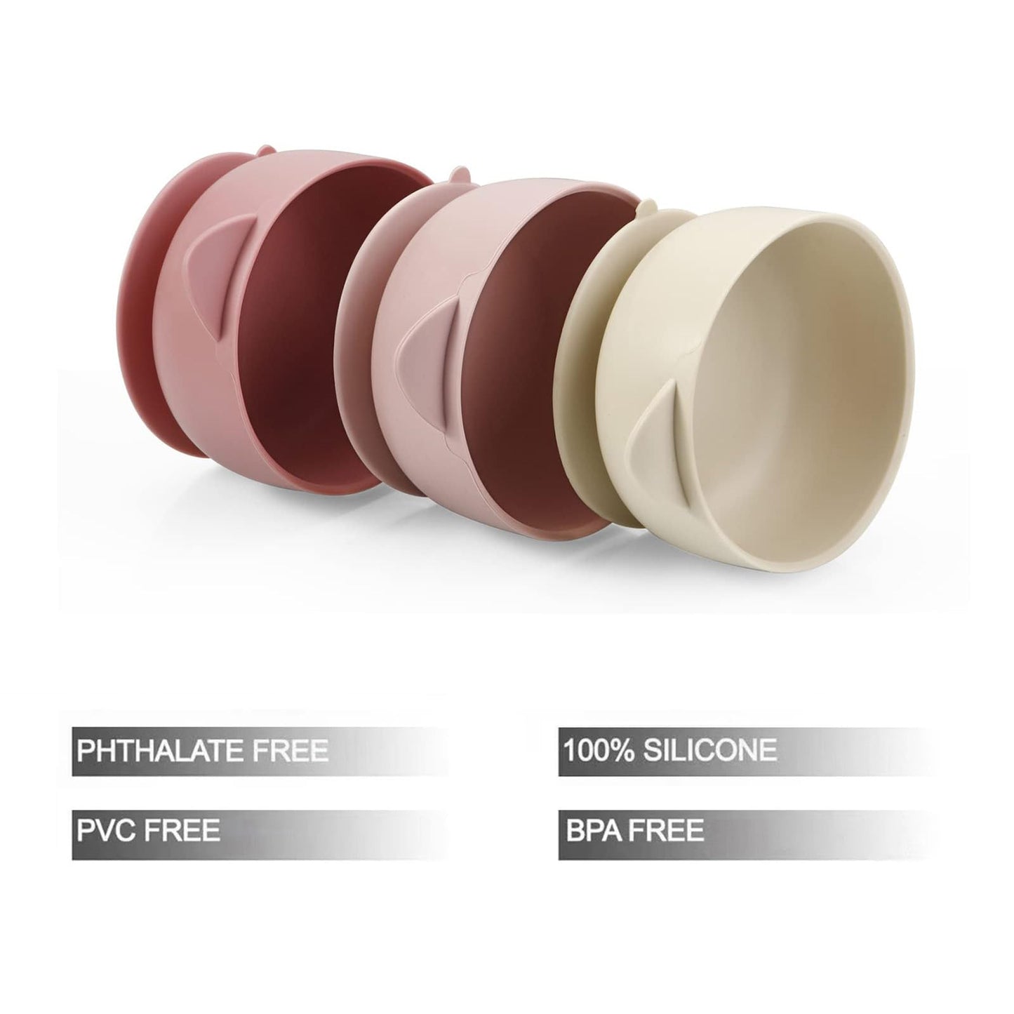 PandaEar baby feeding bowls with secure leak-proof lids attached