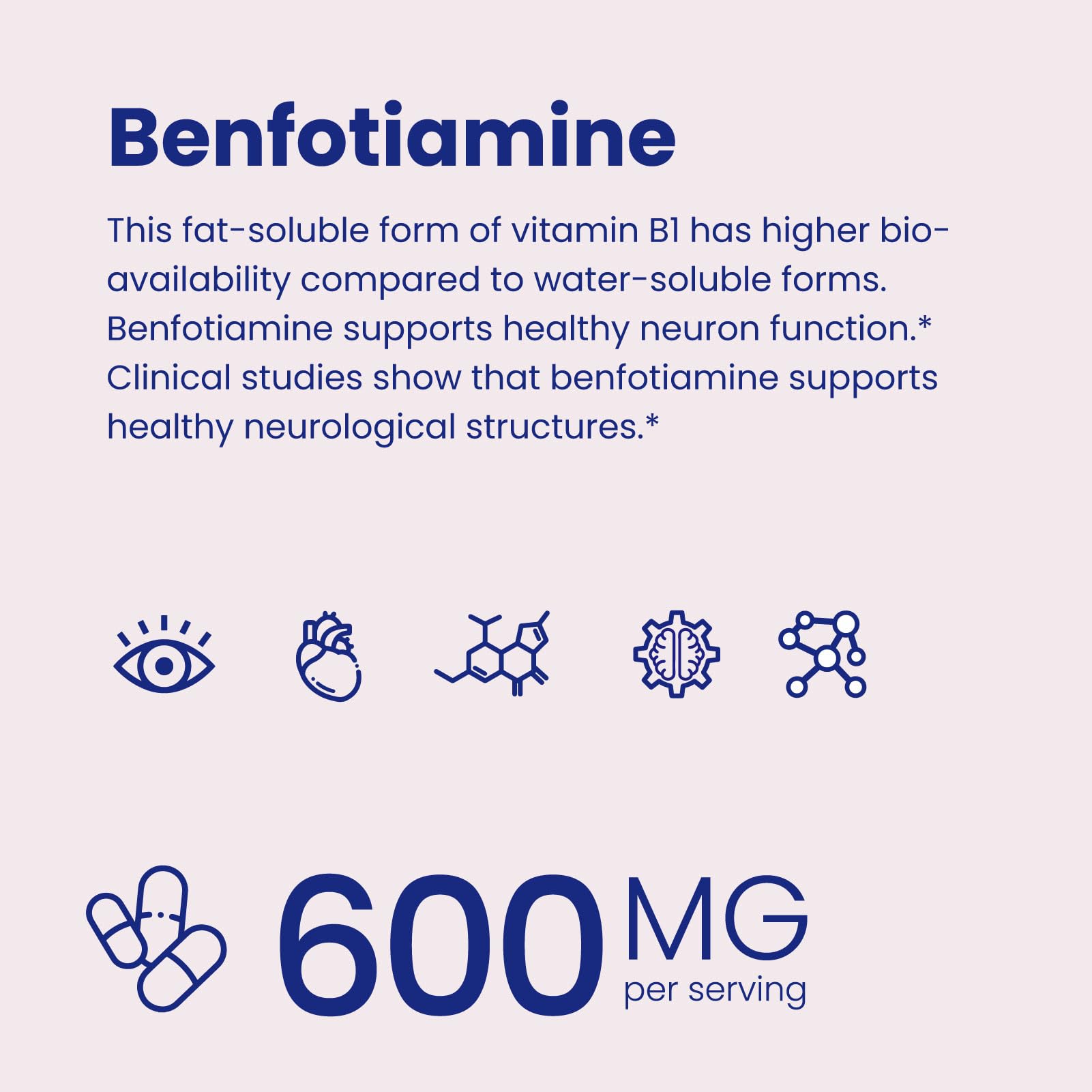 VHC dietary supplement label showing fat soluble thiamine ingredients and 600mg serving size details