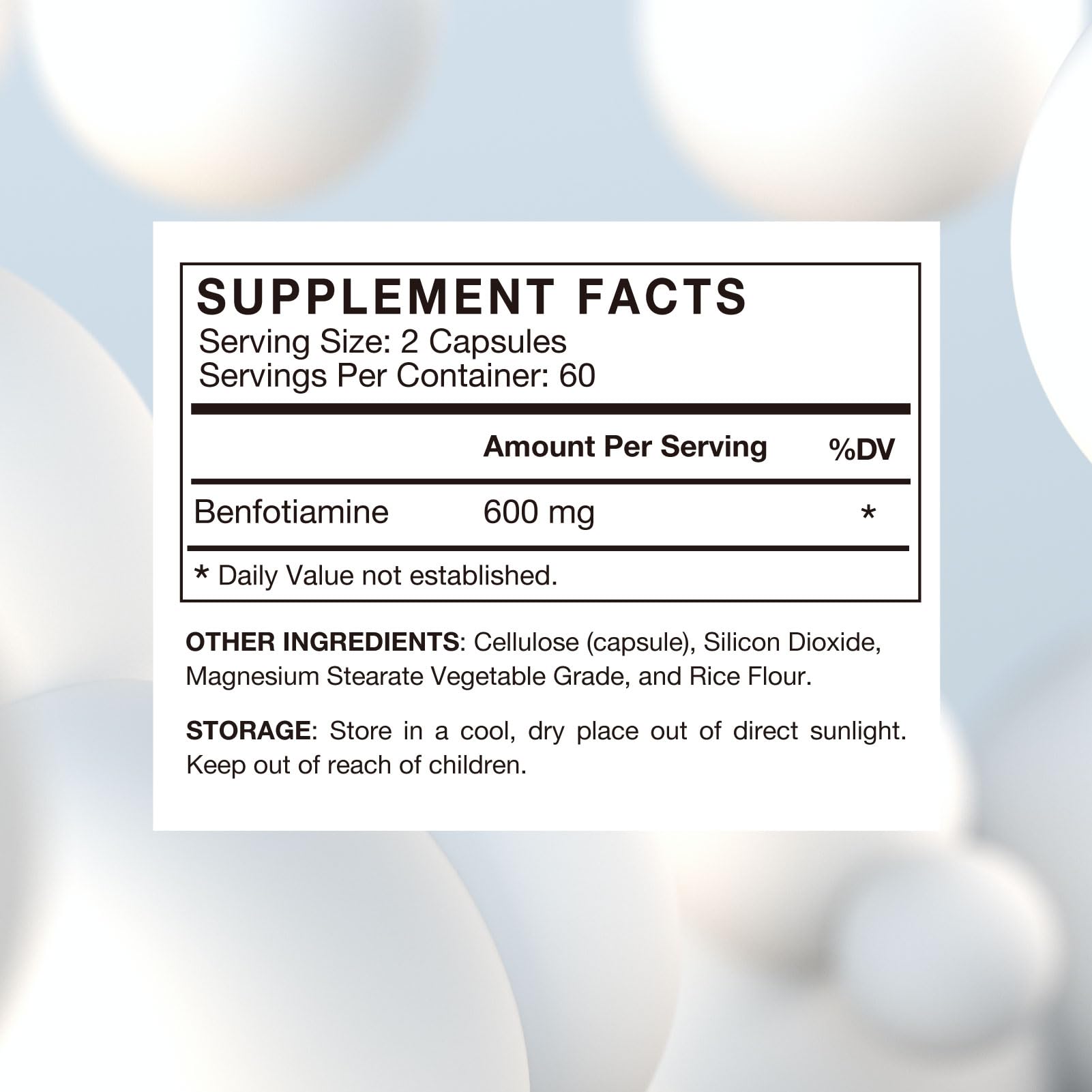 Side view of VHC Benfotiamine 120 veggie capsules bottle emphasizing premium non GMO and gluten free seals