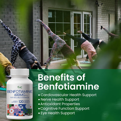 Close up look at the vegetarian capsules of VHC Benfotiamine high potency glucose metabolism supplement