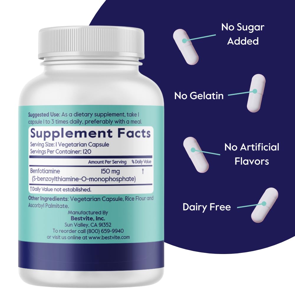 Bestvite Vitamin B1 capsules bottle back view with directions