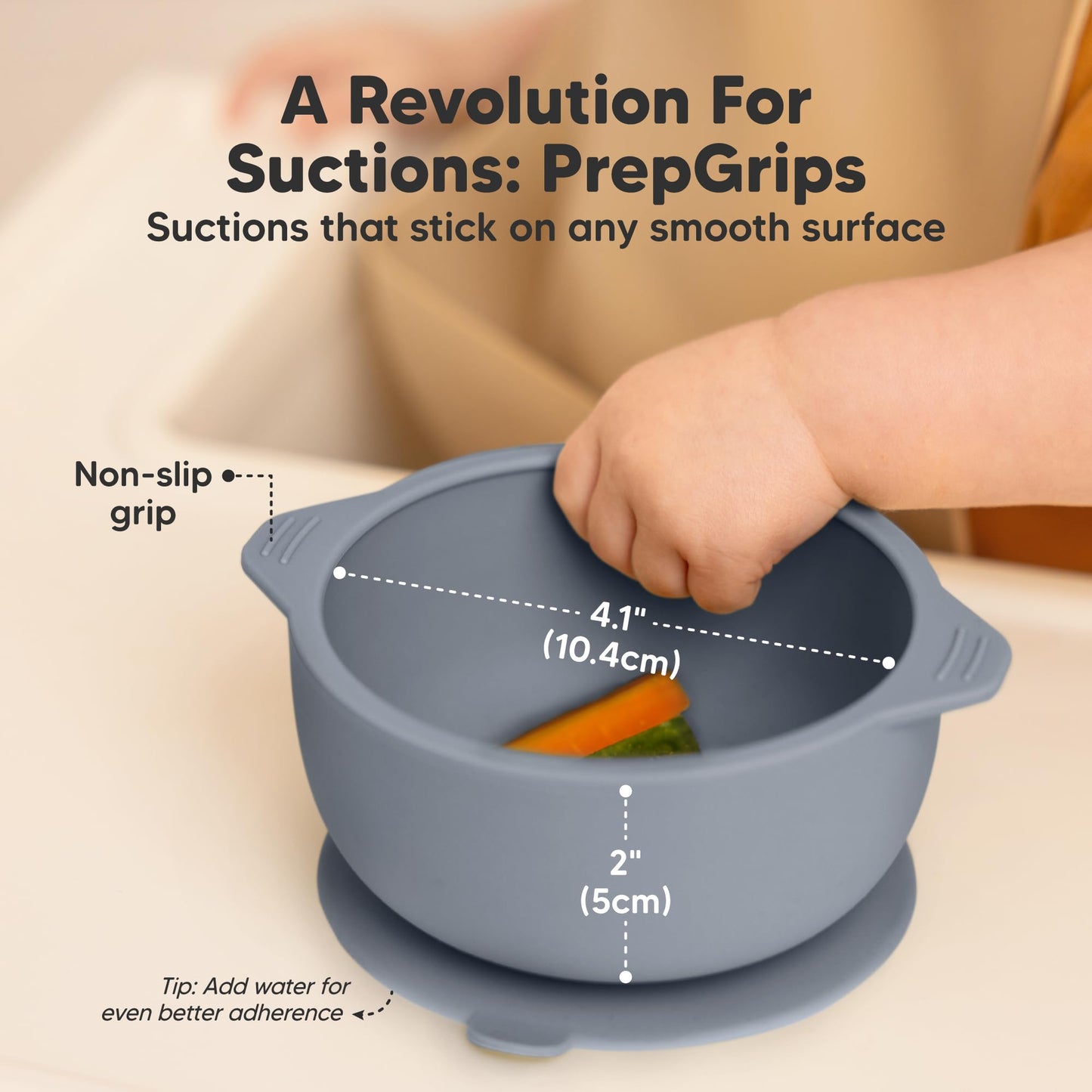 Side profile of KeaBabies baby feeding bowl with lid attached