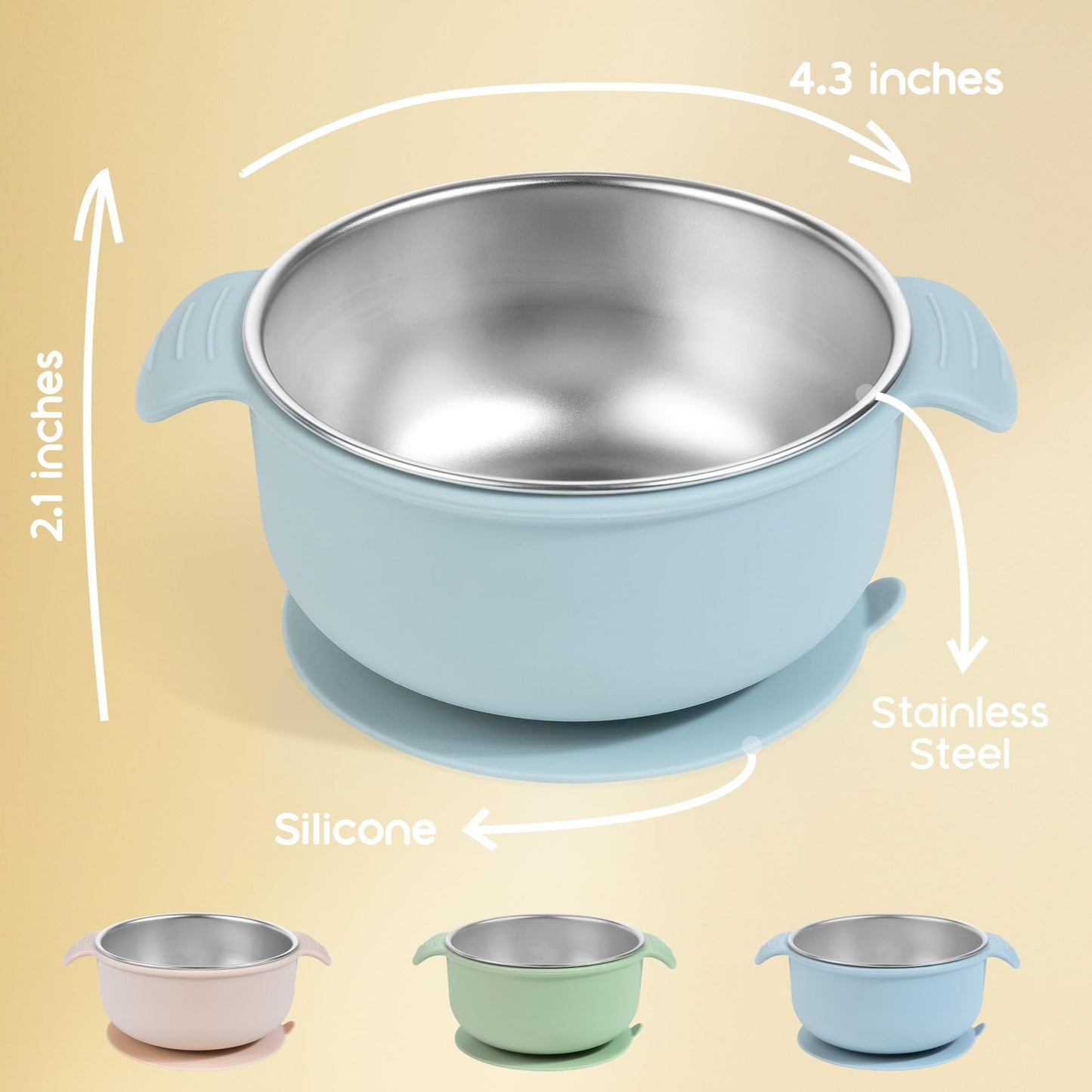 Side profile of Bella's Friends suction bowl showing silicone base