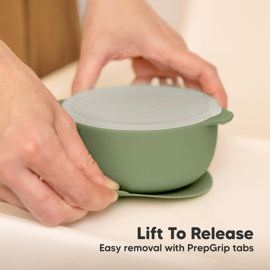 Lifestyle image of baby eating from KeaBabies prep bowl