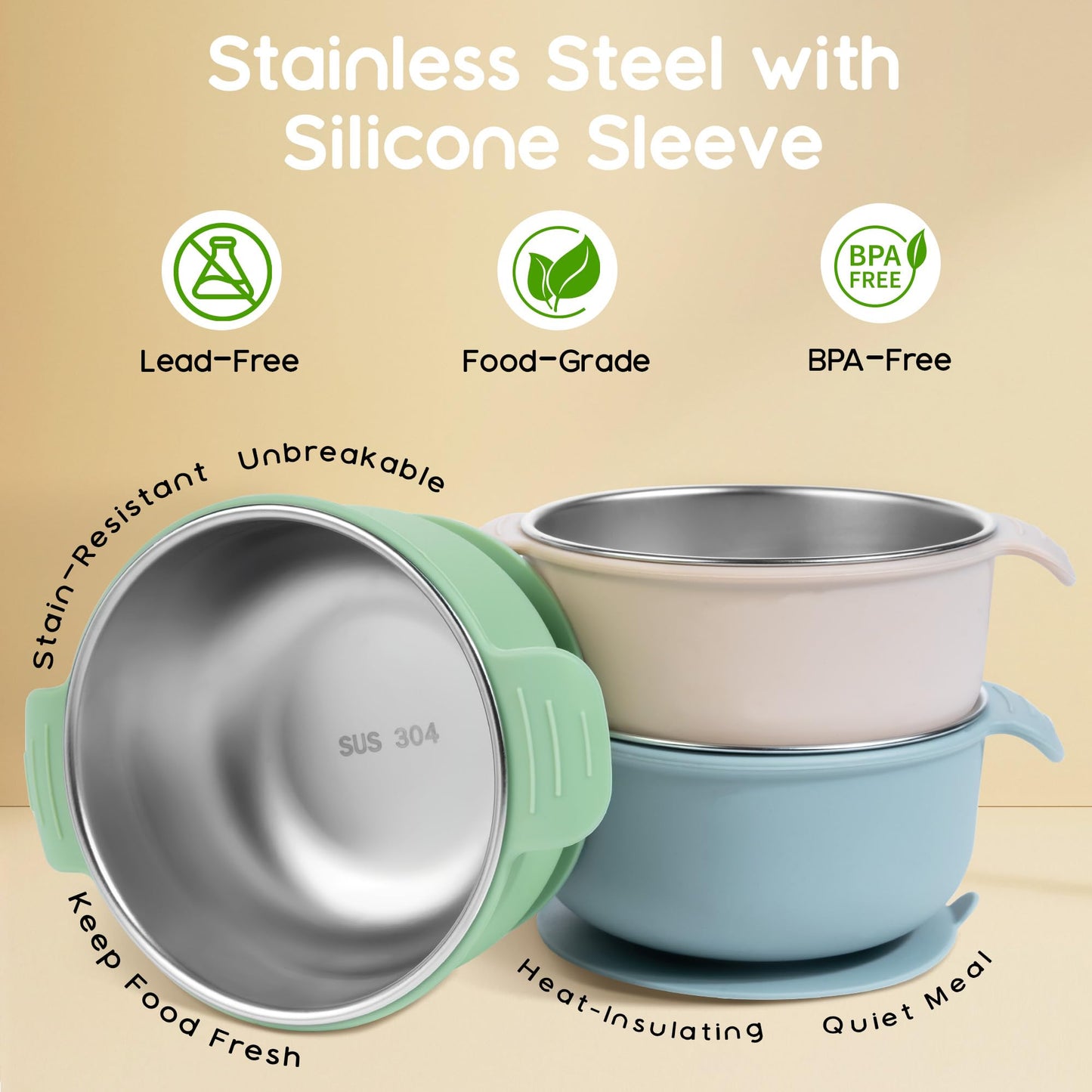 Close up of silicone suction tab on baby feeding bowl