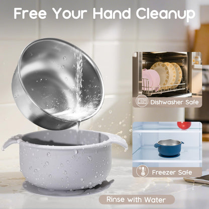 Three stackable Bella's Friends bowls for easy storage