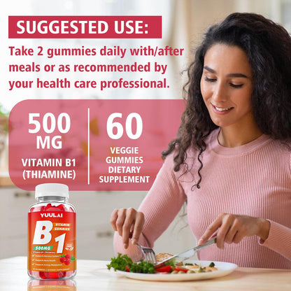Yuulai Thiamine 500 Milligrams dietary supplement packaging on a clean background for premium wellness.