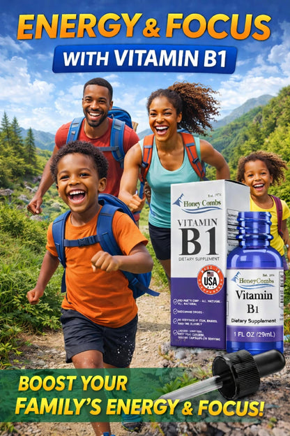 Premium USA imported HoneyCombs Vitamin B1 liquid drops for nervous system wellness