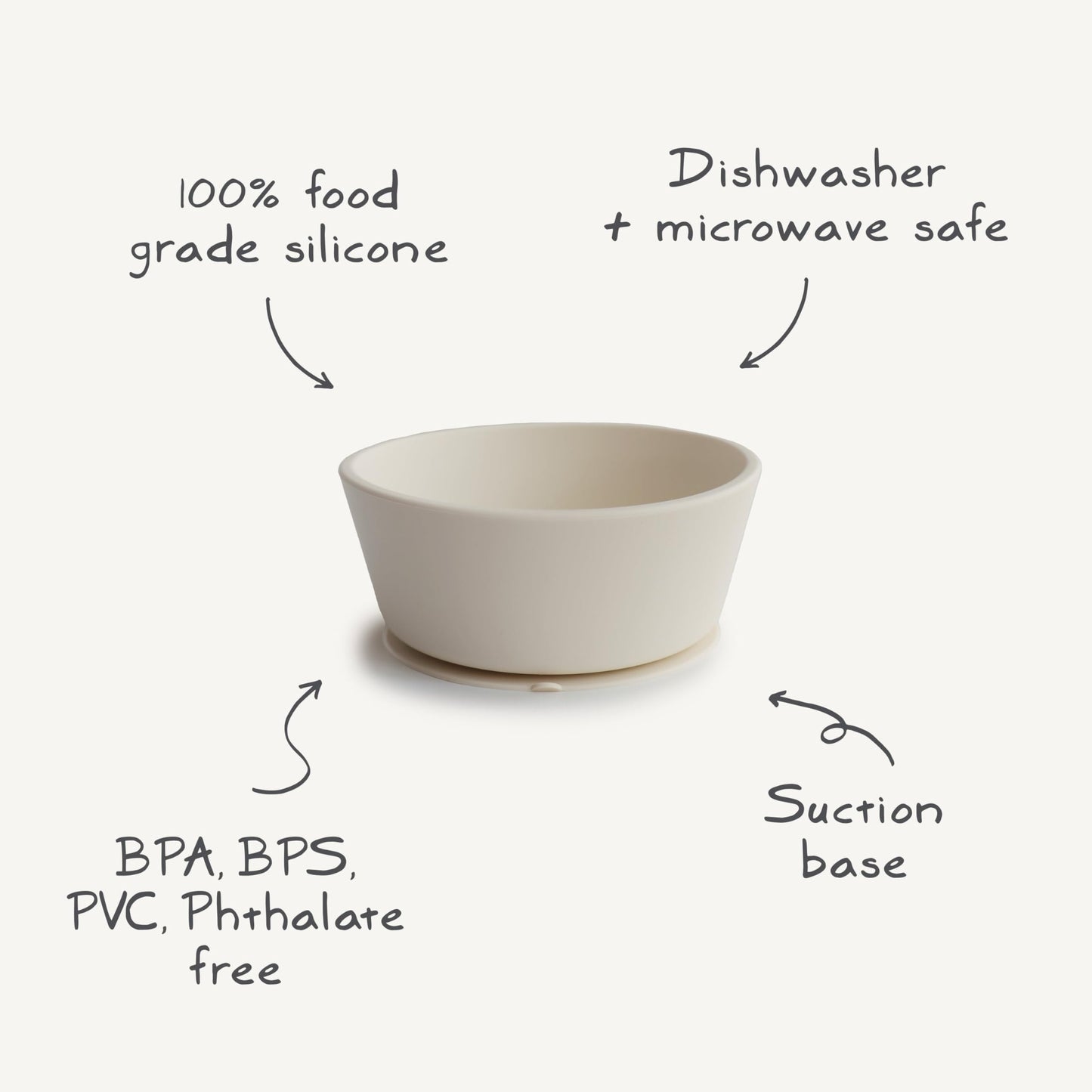 Side profile of Mushie ivory feeding bowl for infants