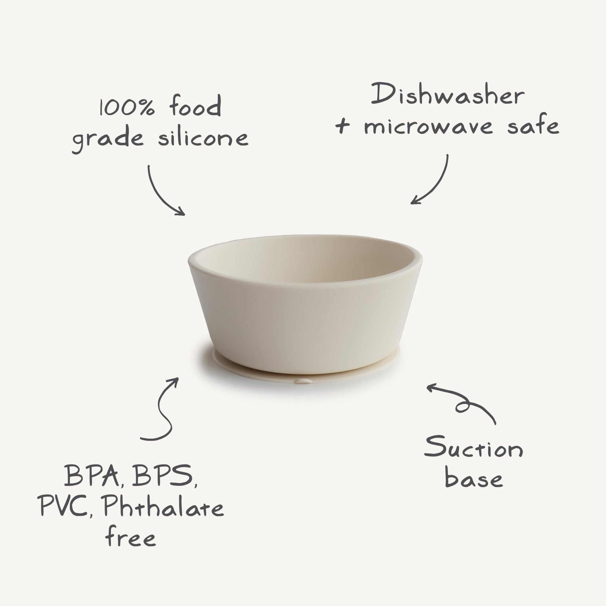 Side profile of Mushie ivory feeding bowl for infants