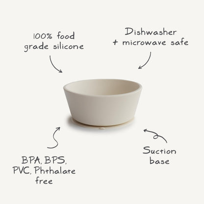 Side profile of Mushie ivory feeding bowl for infants