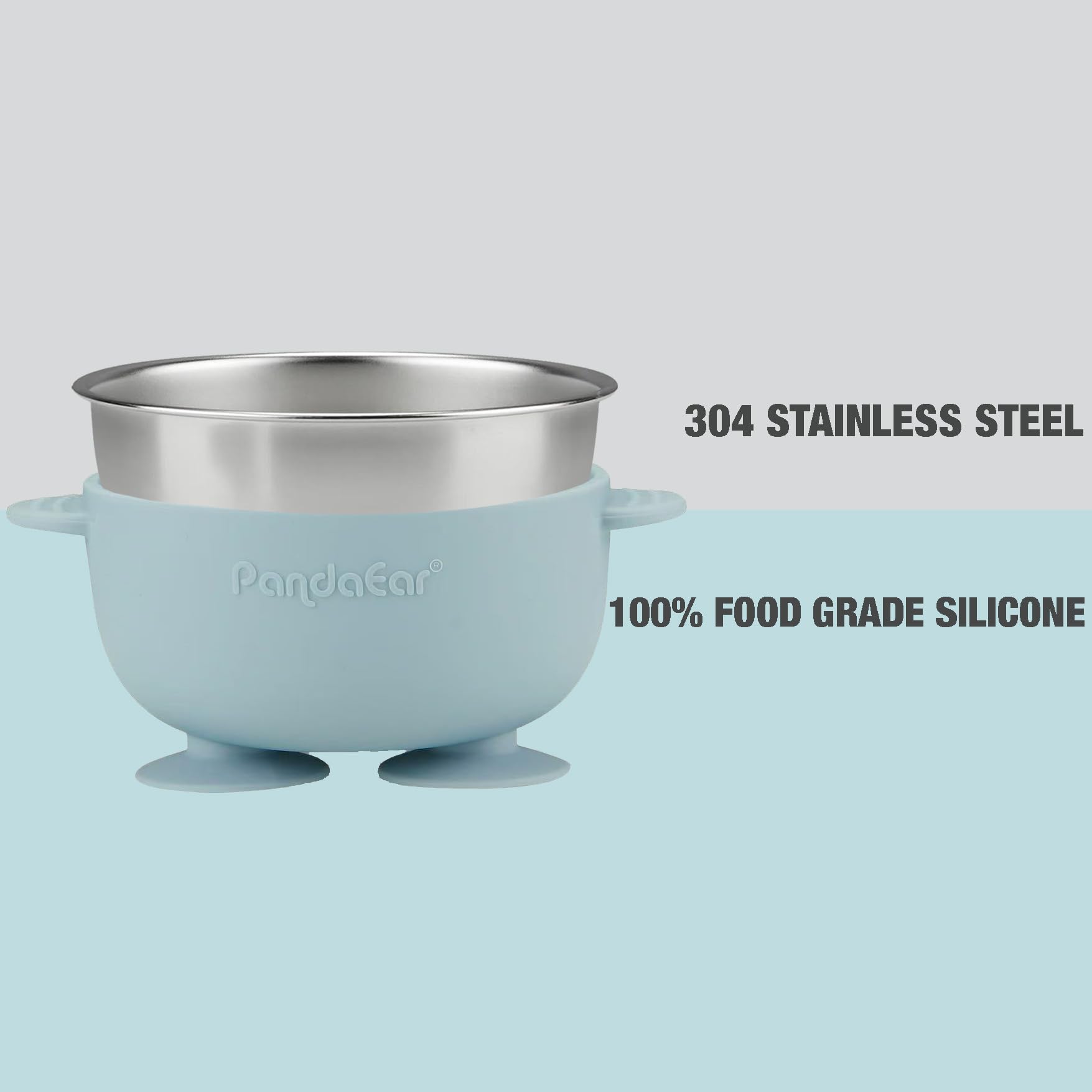 Close up of 304 food-grade stainless steel baby bowl interior