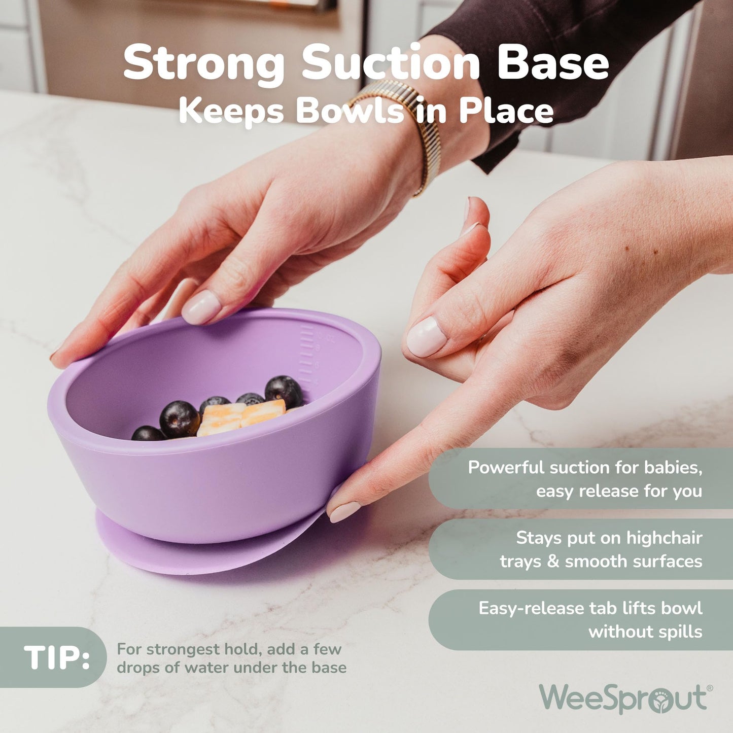 WeeSprout leak proof silicone lid food storage display