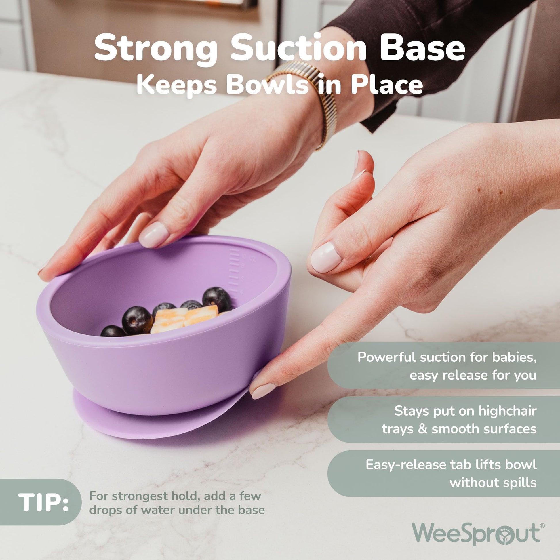WeeSprout leak proof silicone lid food storage display