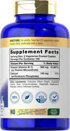 Carlyle Vitamin B1 supplement facts nutritional label