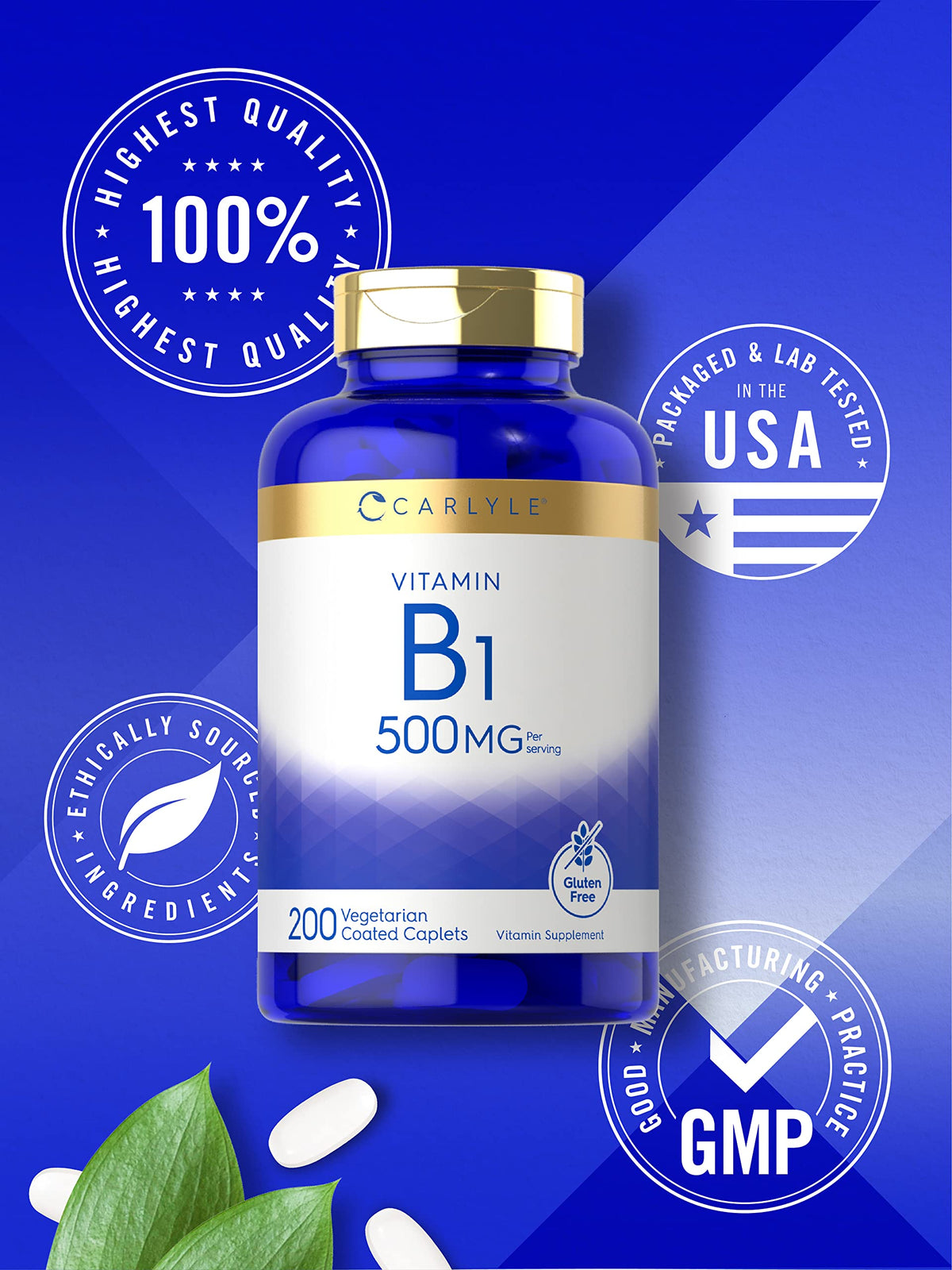 Carlyle Vitamin B1 200 count bottle safety seal