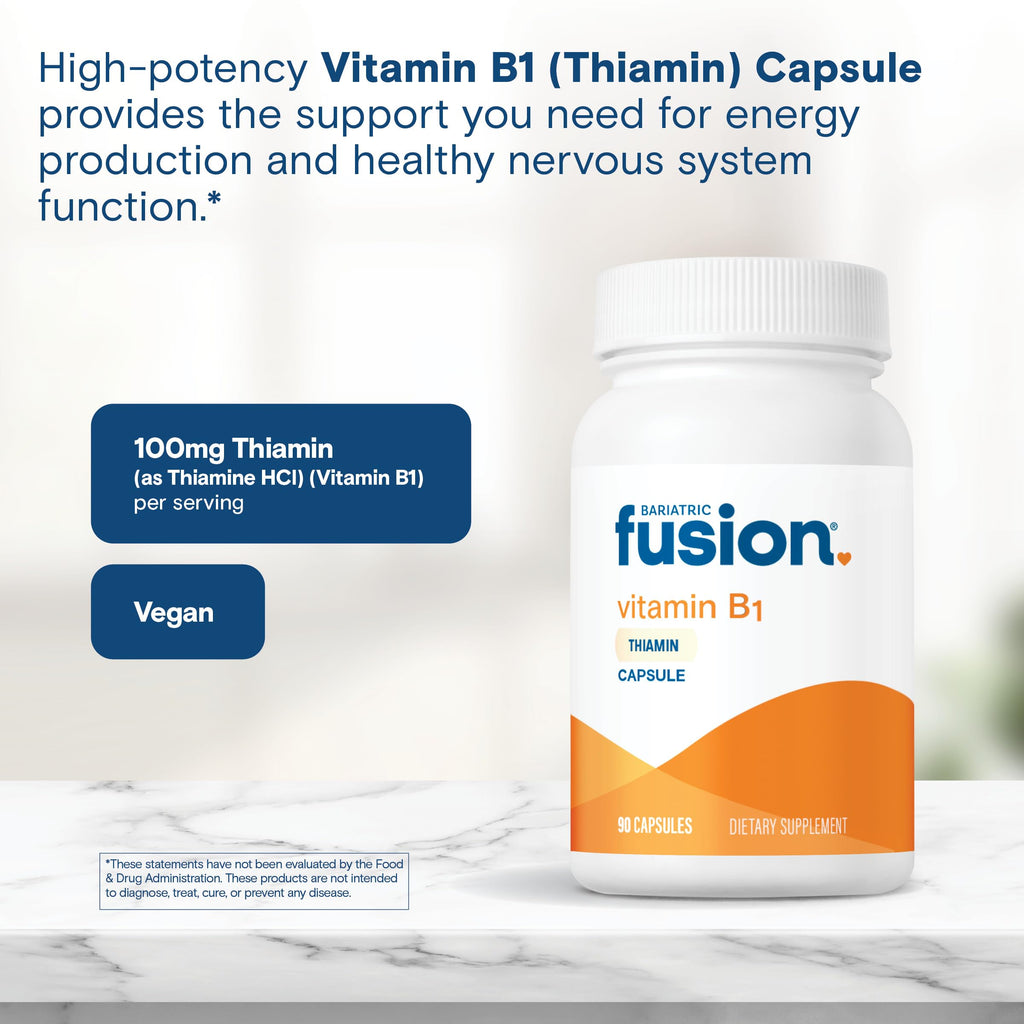 Bariatric Fusion vitamin B1 capsules packaging and cap view