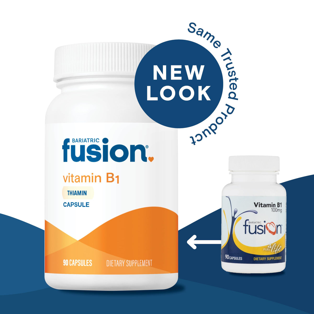 Complete packaging of Bariatric Fusion Vitamin B1 90 count capsules
