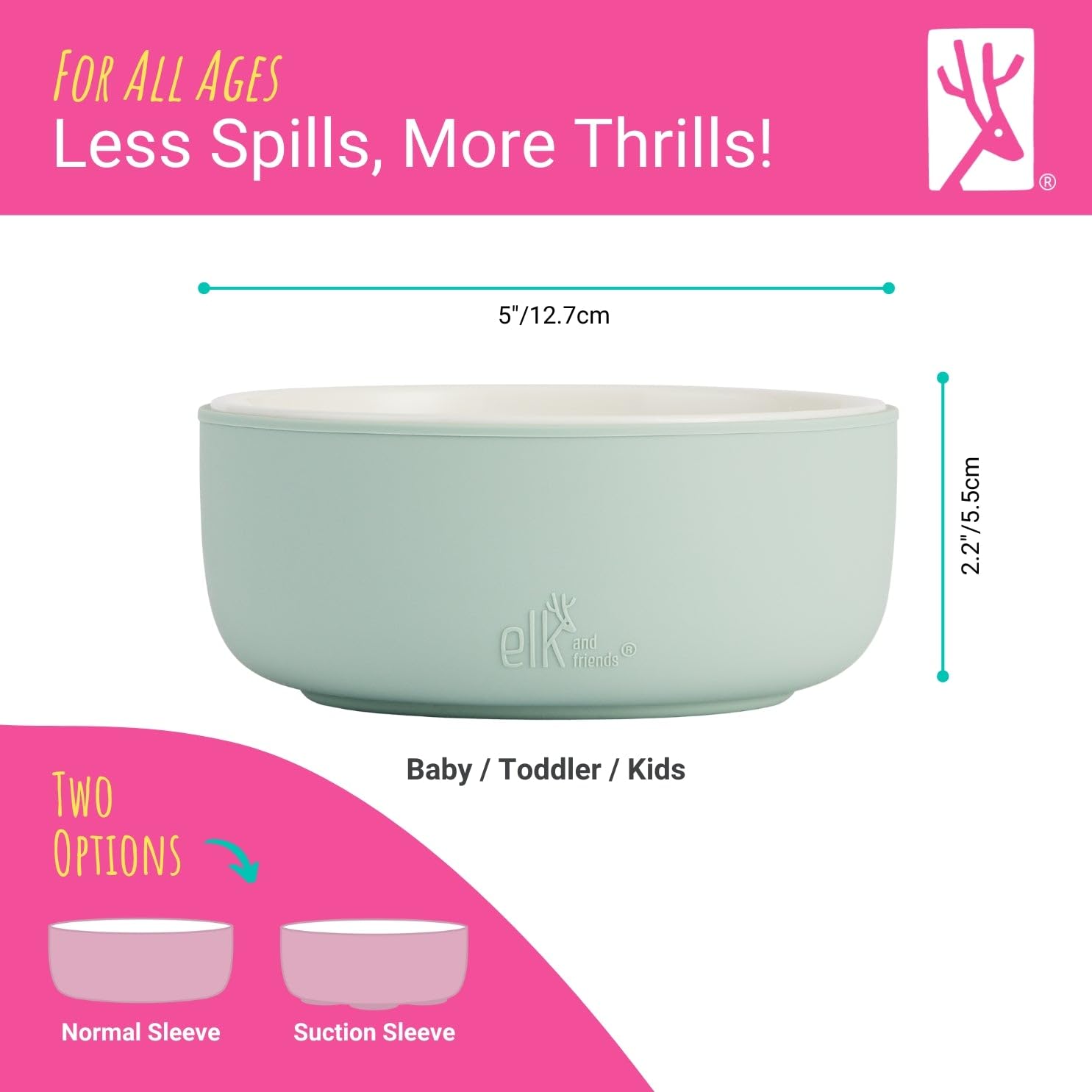 Elk and Friends kids dinnerware set in various pastel colors