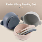 Close up of Eascrozn silicone bowl suction base on highchair tray