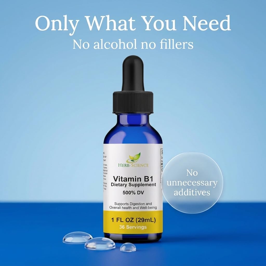 Herb-Science liquid thiamine supplement ingredients display