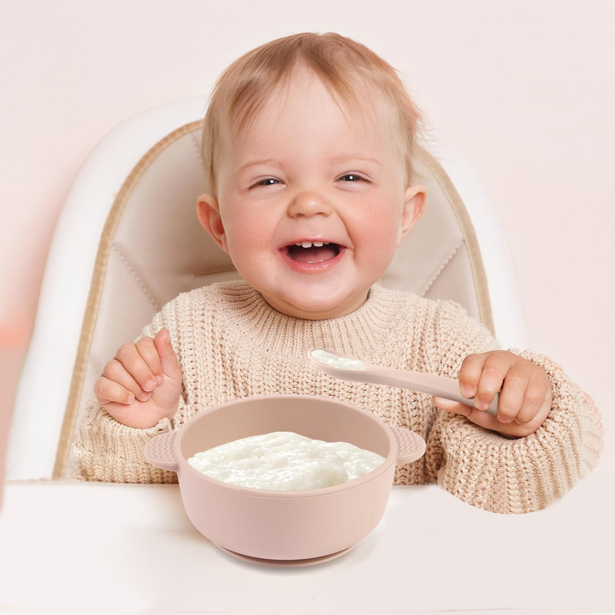 Soft tip baby spoons included in Eascrozn feeding set