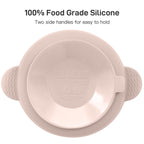 Top down view of BPA free baby feeding bowls and spoons