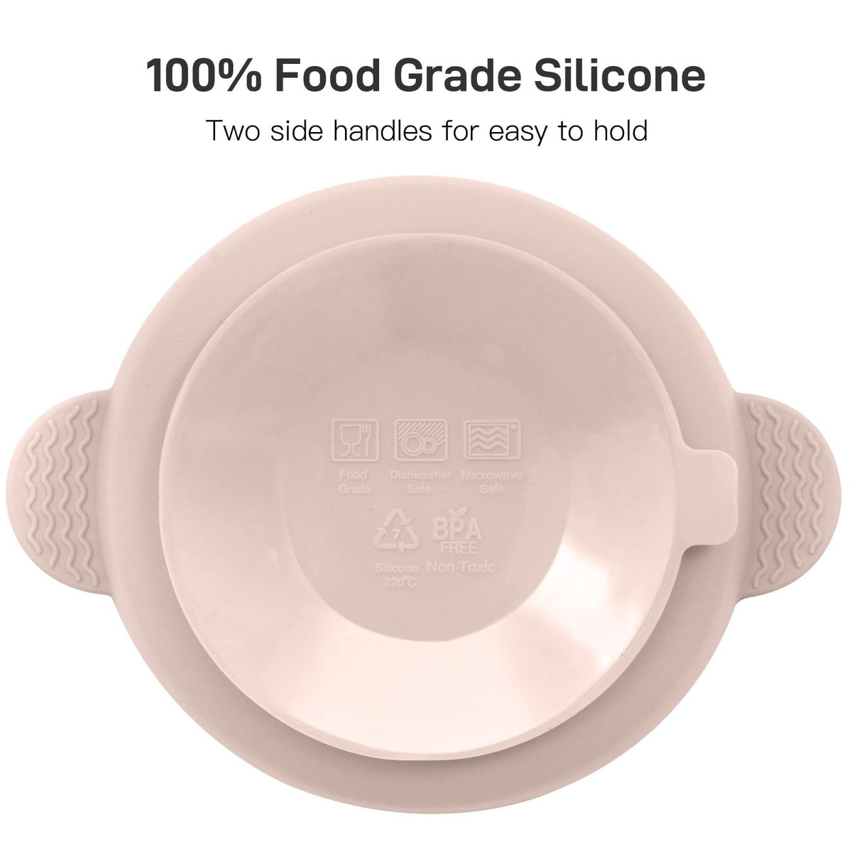 Top down view of BPA free baby feeding bowls and spoons