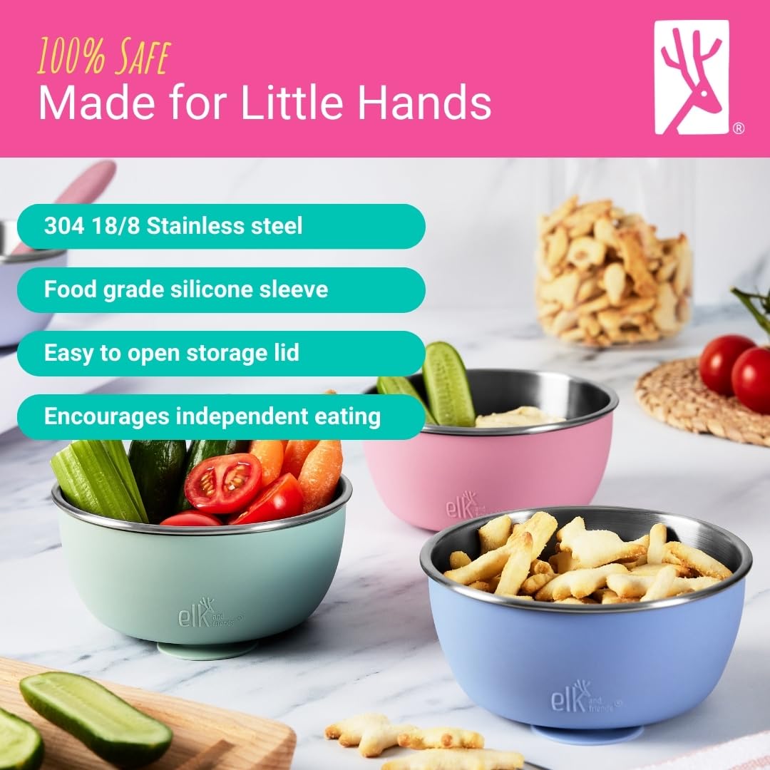 Elk and Friends suction bowl base detail for high chair stability