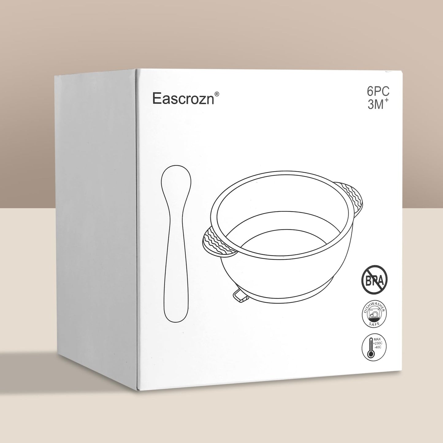 Eascrozn baby feeding set showing dishwasher safe material