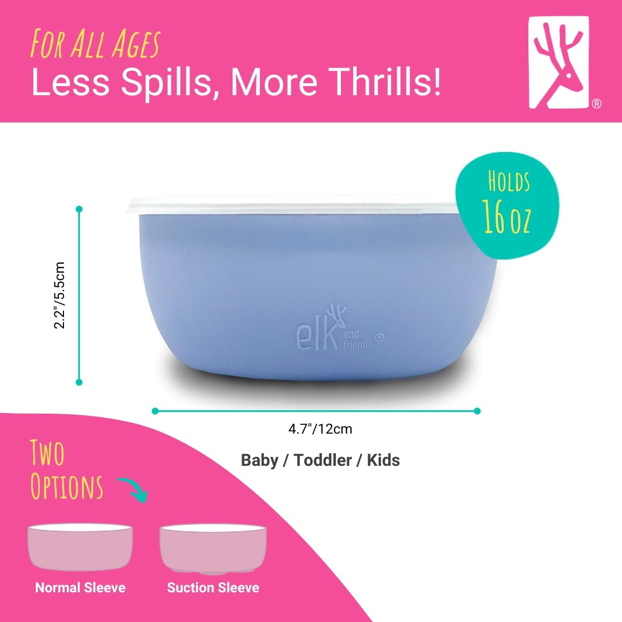Elk and Friends snack bowls with lids for travel and storage