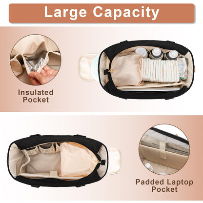 Babeyer baby travel bag open view showing 12 pockets and laptop compartment