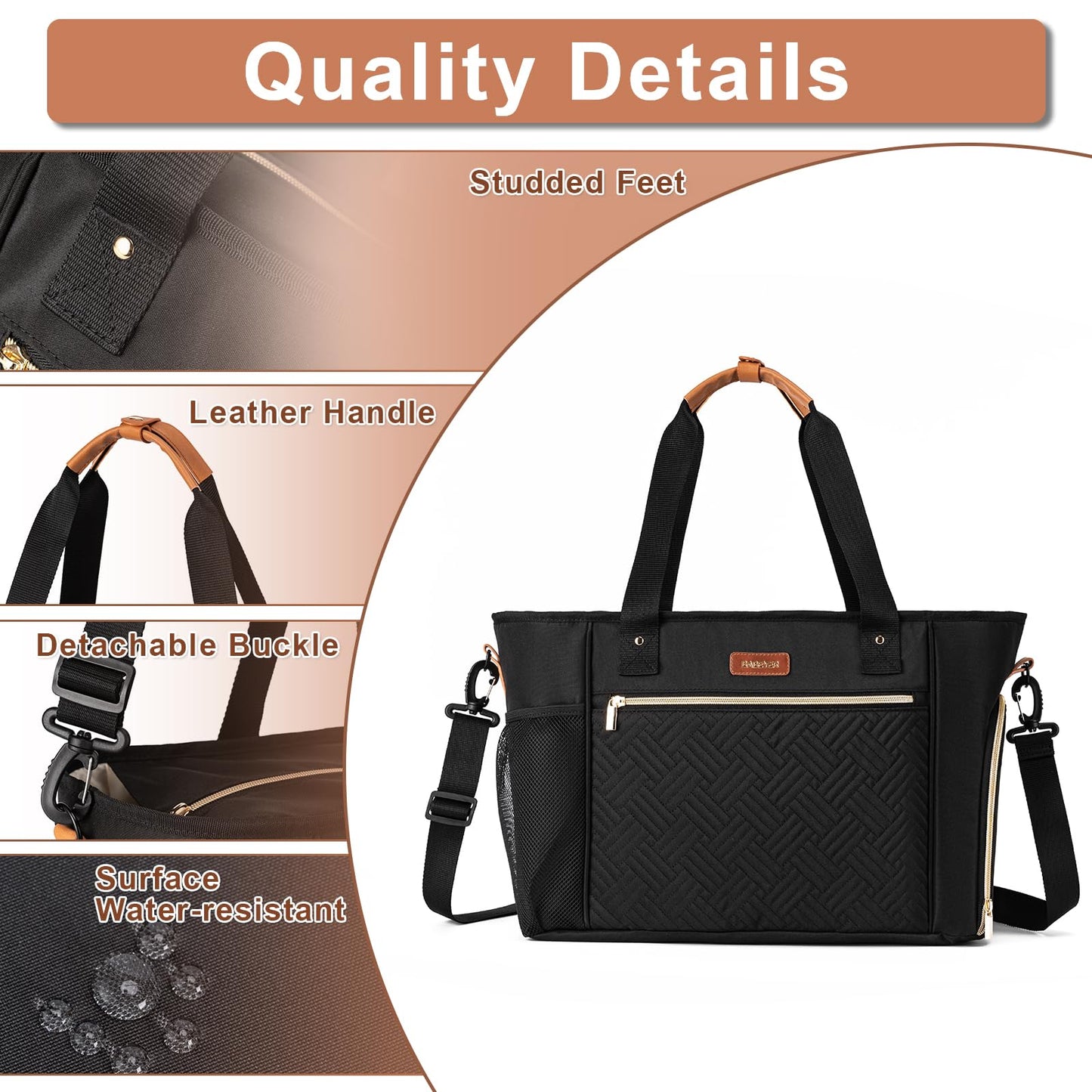 Babeyer large capacity travel bag showing the included portable waterproof changing mat