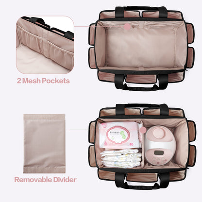 Fasrom pumping tote bag with insulated milk cooler bag placed neatly inside main compartment