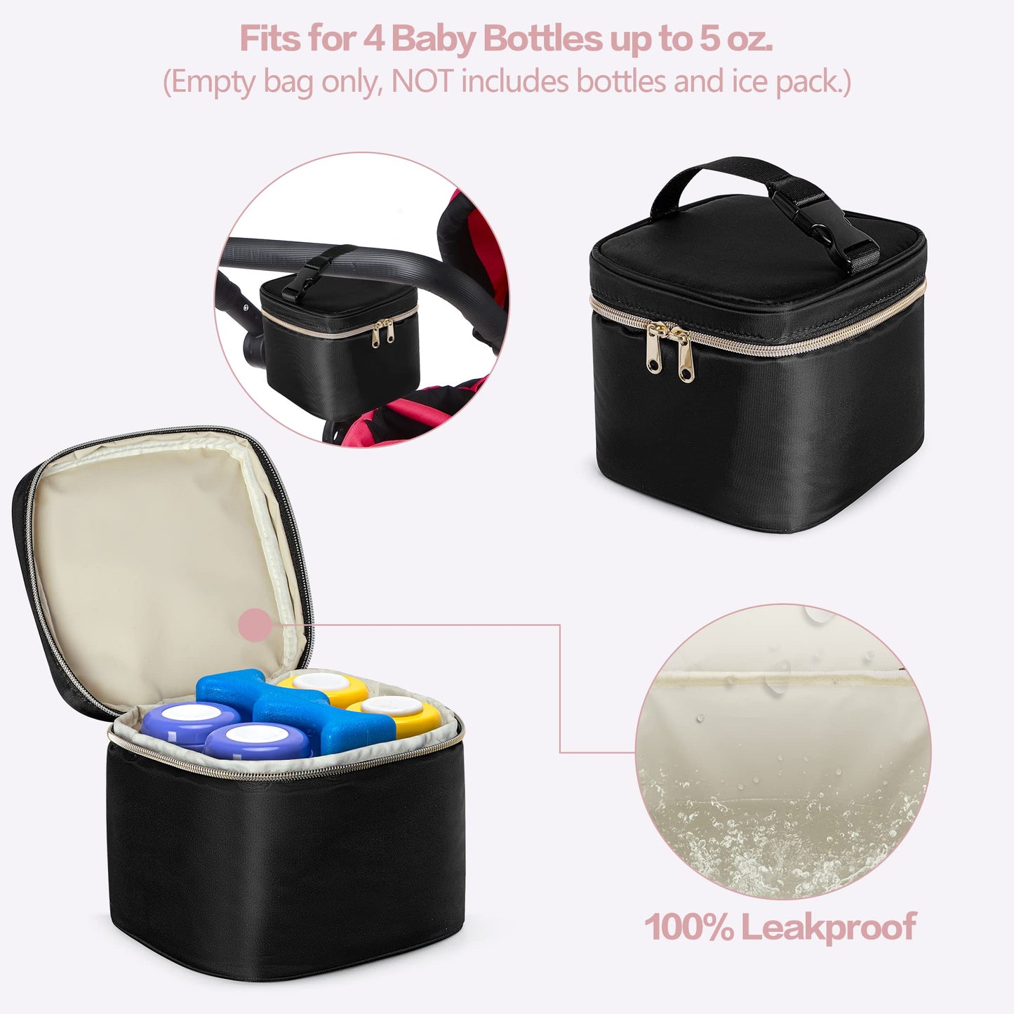 Fasrom breast pump caddy showing multiple external mesh pockets filled with baby essentials