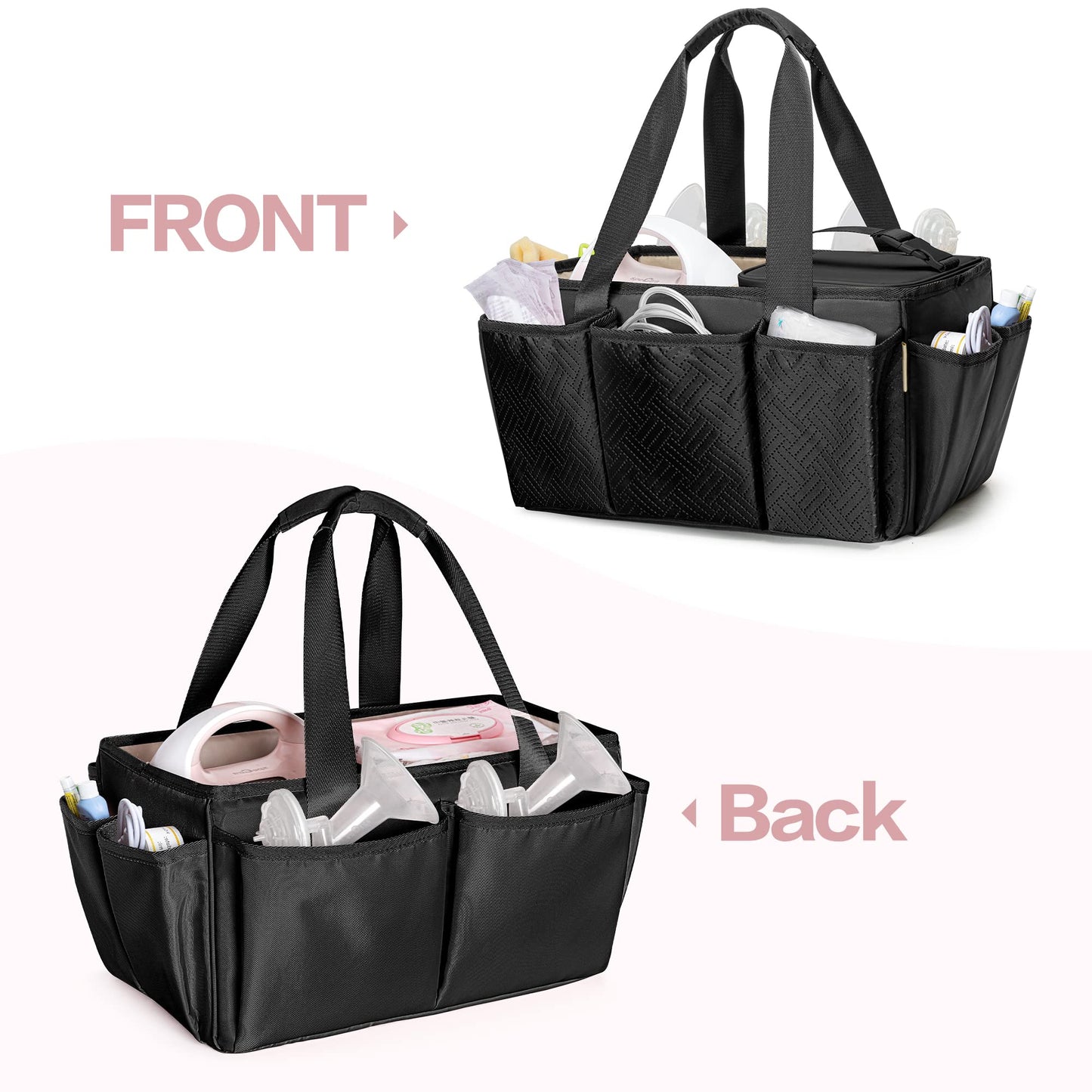 Fasrom diaper storage basket with detachable divider showing spacious interior capacity