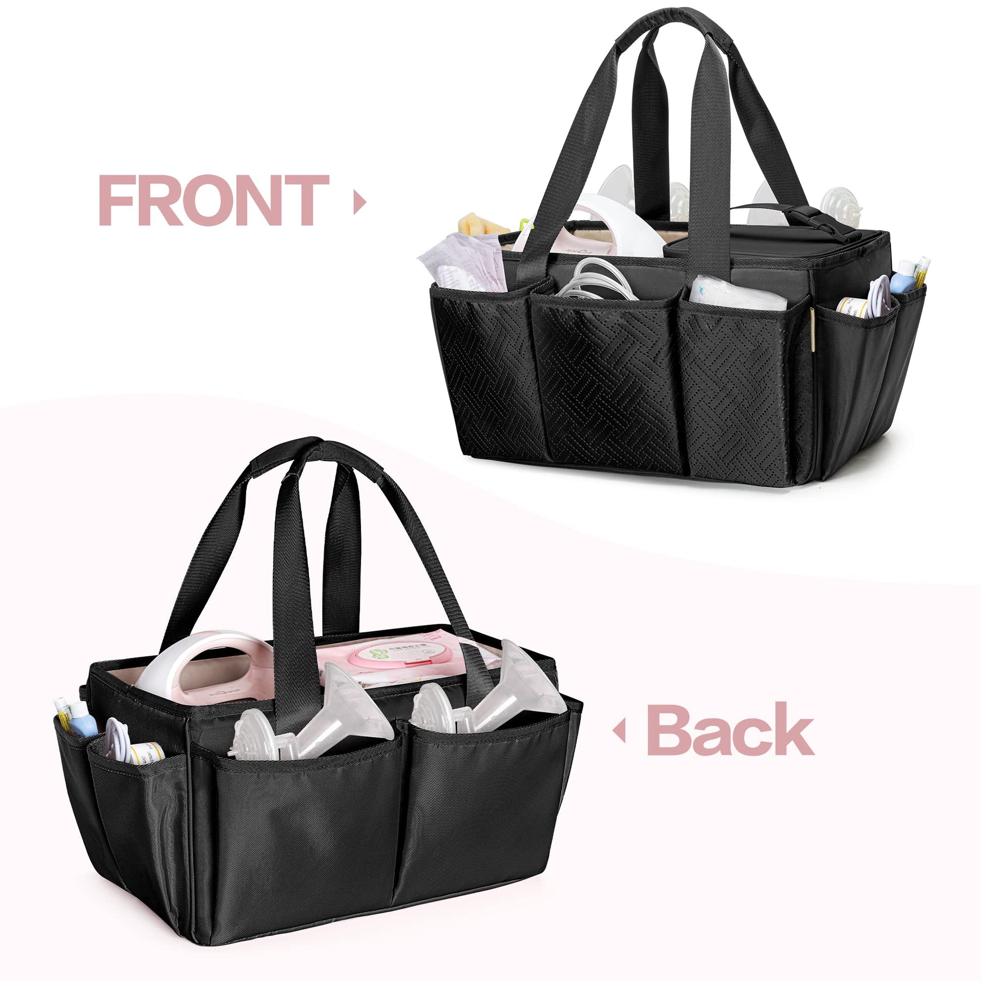 Fasrom diaper storage basket with detachable divider showing spacious interior capacity