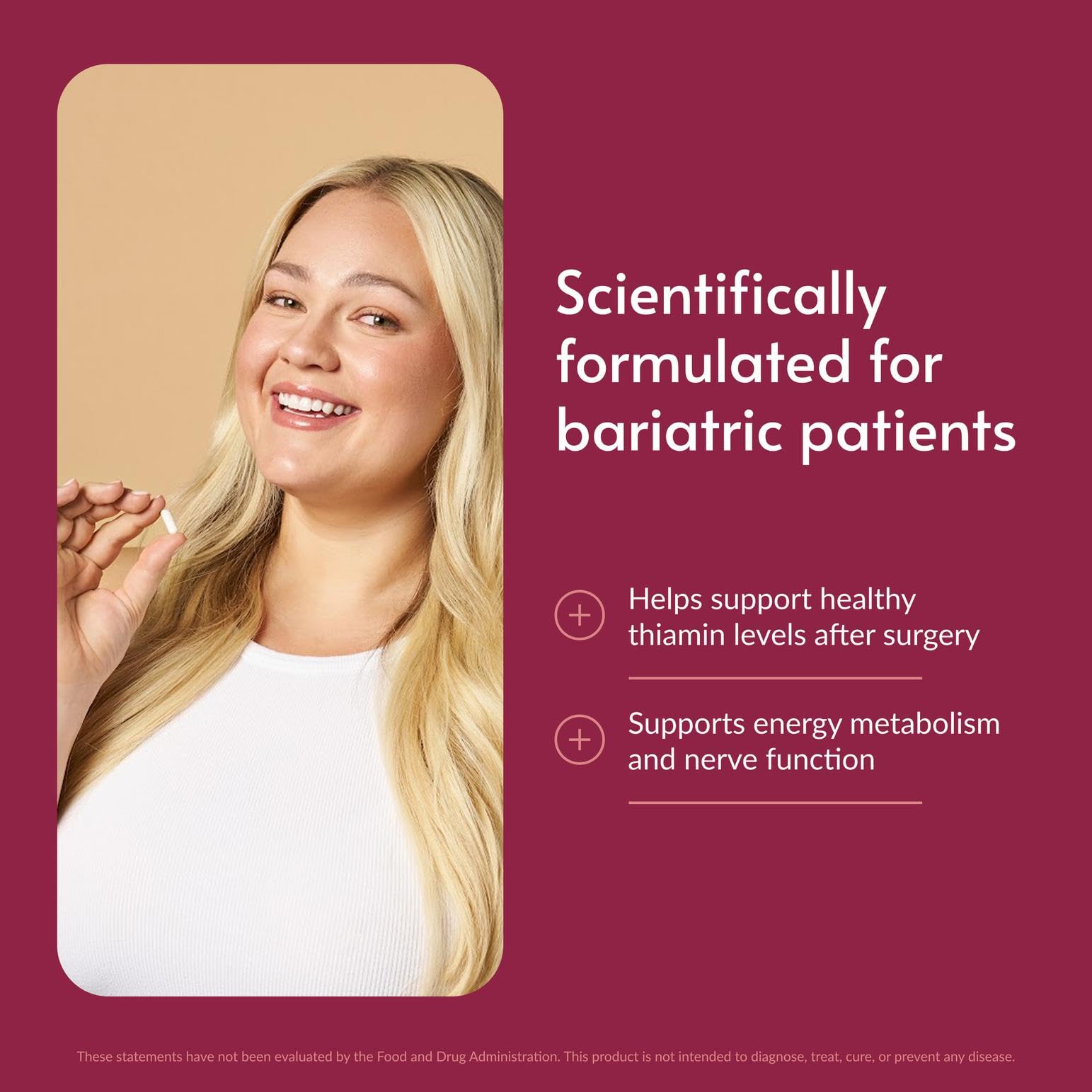Bariatric Advantage Thiamin Mononitrate 90 easy digest mini capsules supplement facts label