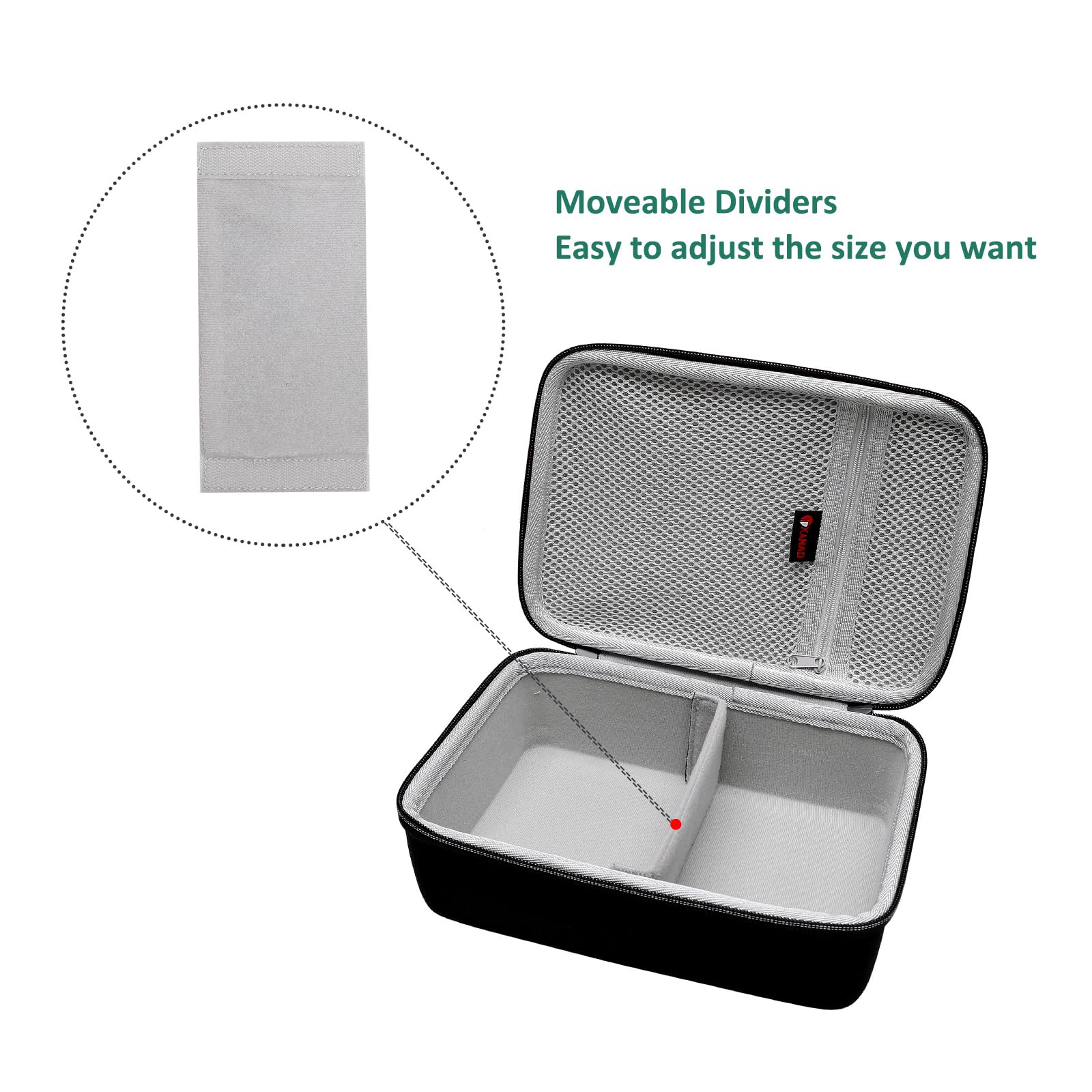 XANAD hard shell storage bag highlighting the high quality alloy zipper closure details