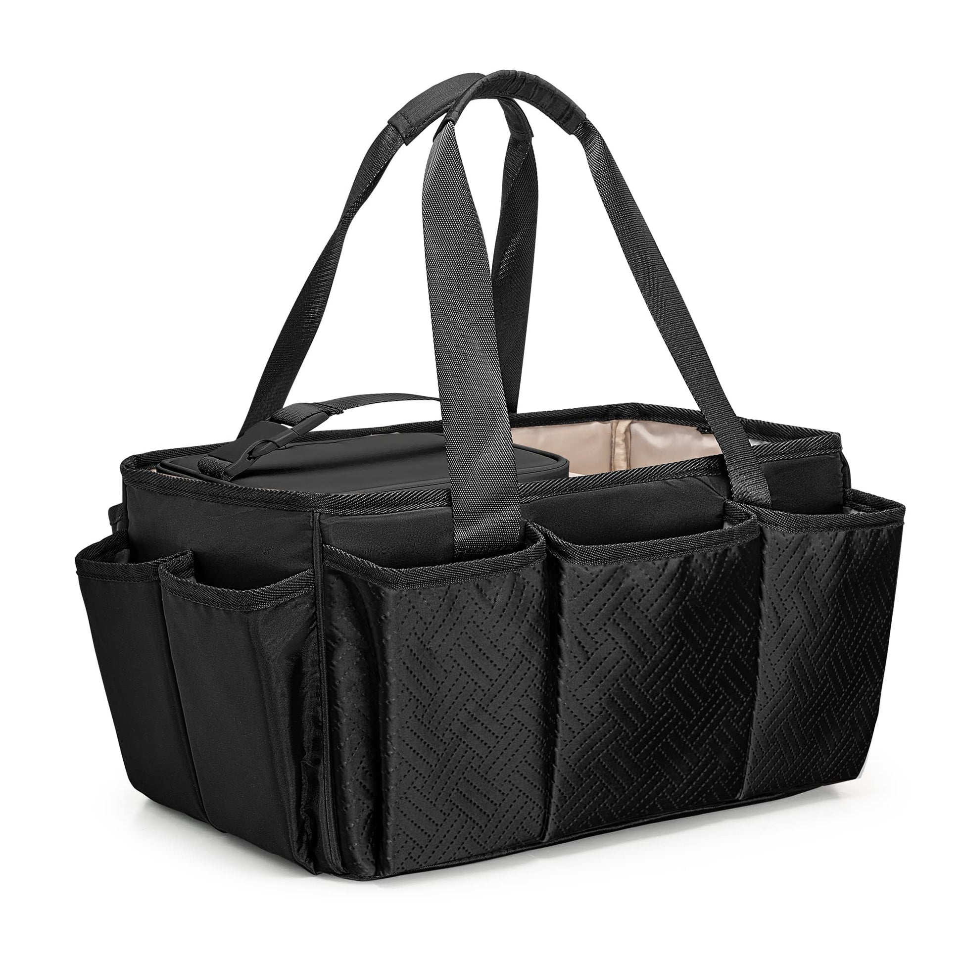 Fasrom multi-functional nursery organizer basket holding diapers and baby wipes on a changing table