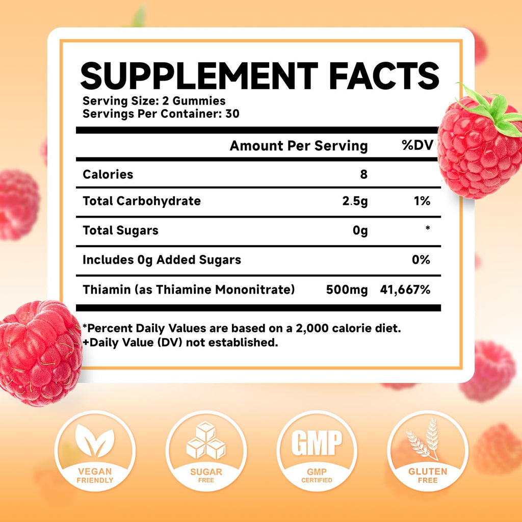 Meenccd thiamine supplement bottle label details