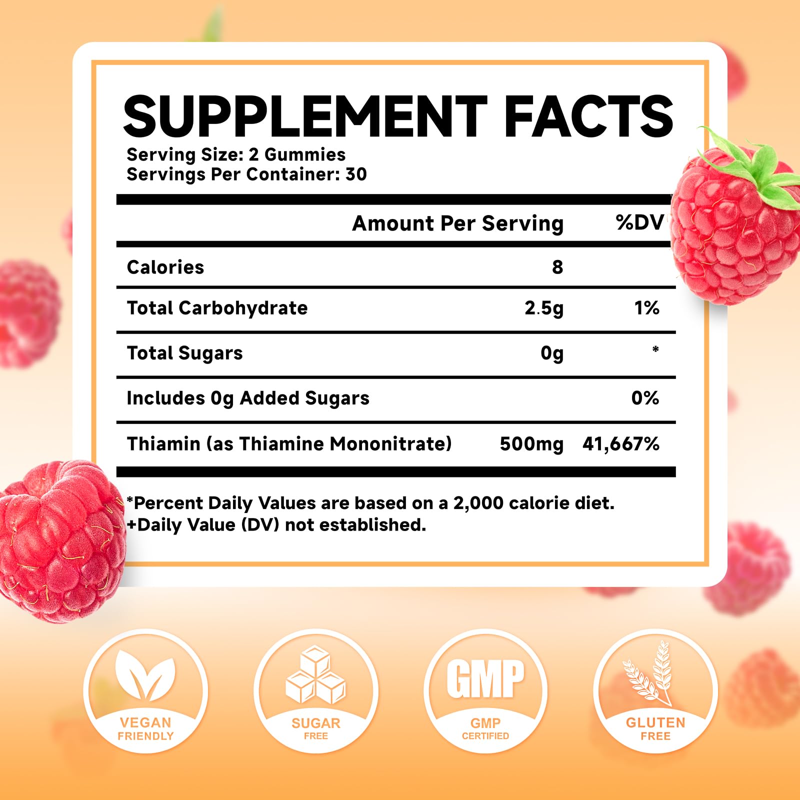 MEENCCD high potency 500mg thiamine raspberry flavored chewable gummy bears