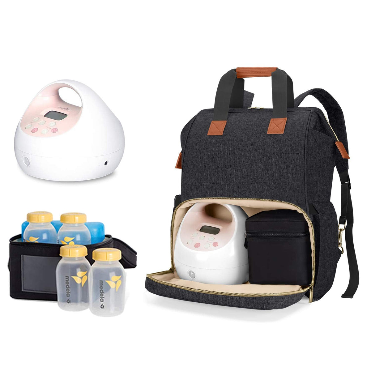 Teamoy Breast Pump Backpack being worn by a working mother showing padded straps