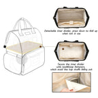 Curmio pumping backpack open compartment showing interior dividers for breast pump